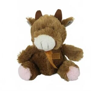 Vintage Soft Cow Plush Stuffed Animal with Bow 8.25" Tall